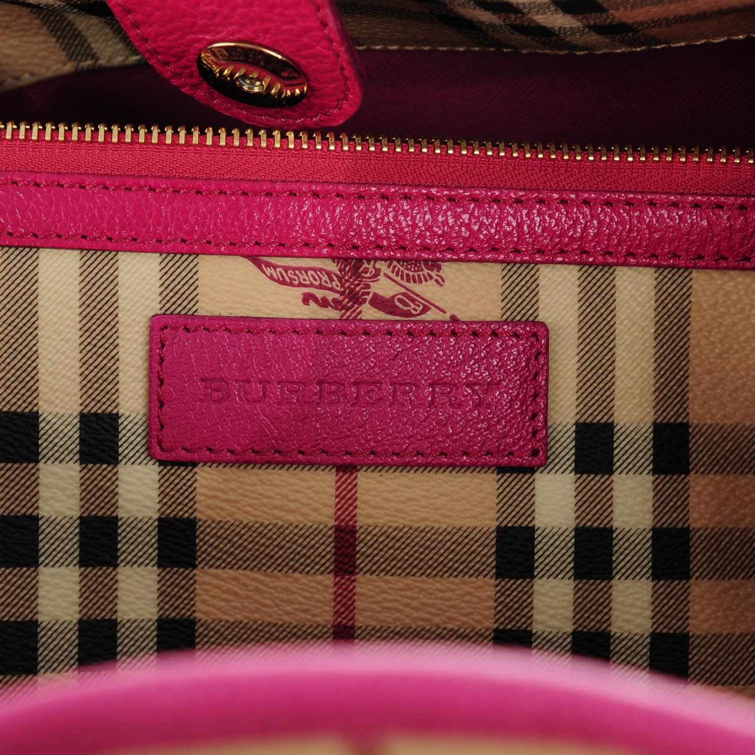 Burberry Haymarket Check Large Canterbury Tote Magenta 6 of 8