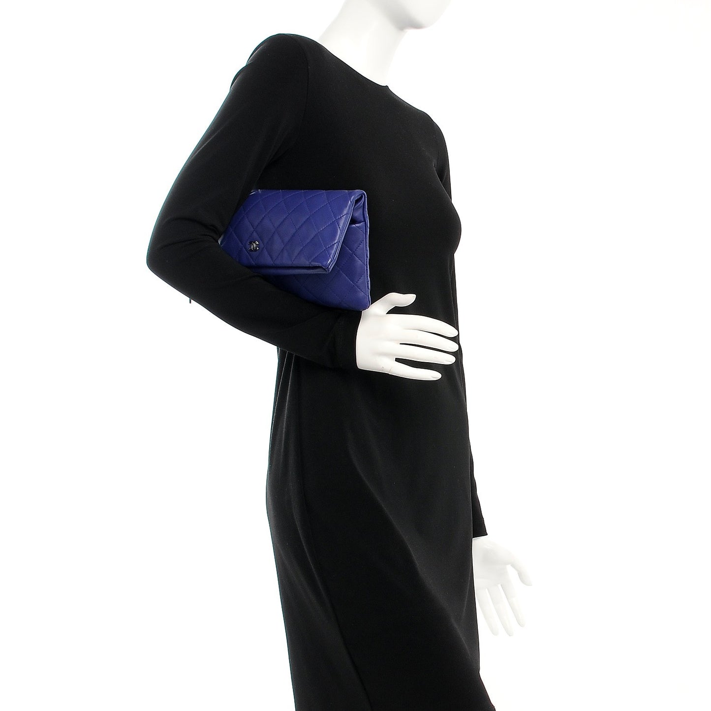 Lambskin Quilted CC Beauty Clutch Blue