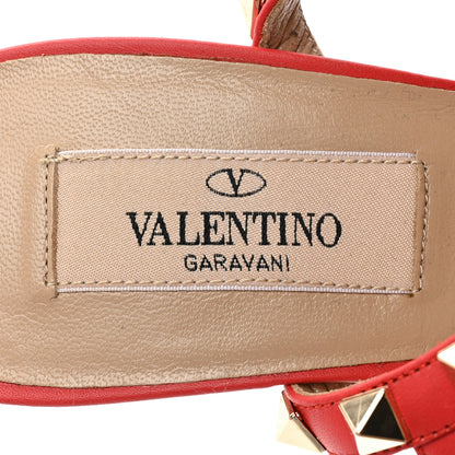 Valentino Garavani Pebbled Calfskin Rockstud Ankle Strap 65mm Pumps 35.5 Deep Coral 7 of 9