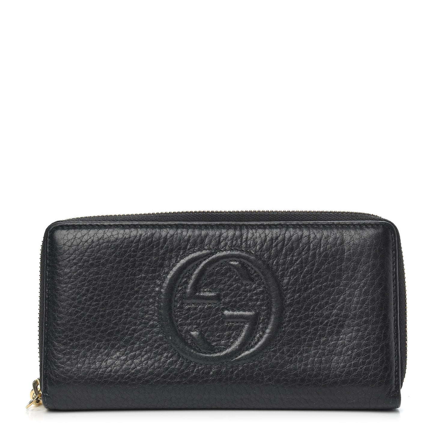 Pebbled Calfskin Soho Zip Around Wallet Black
