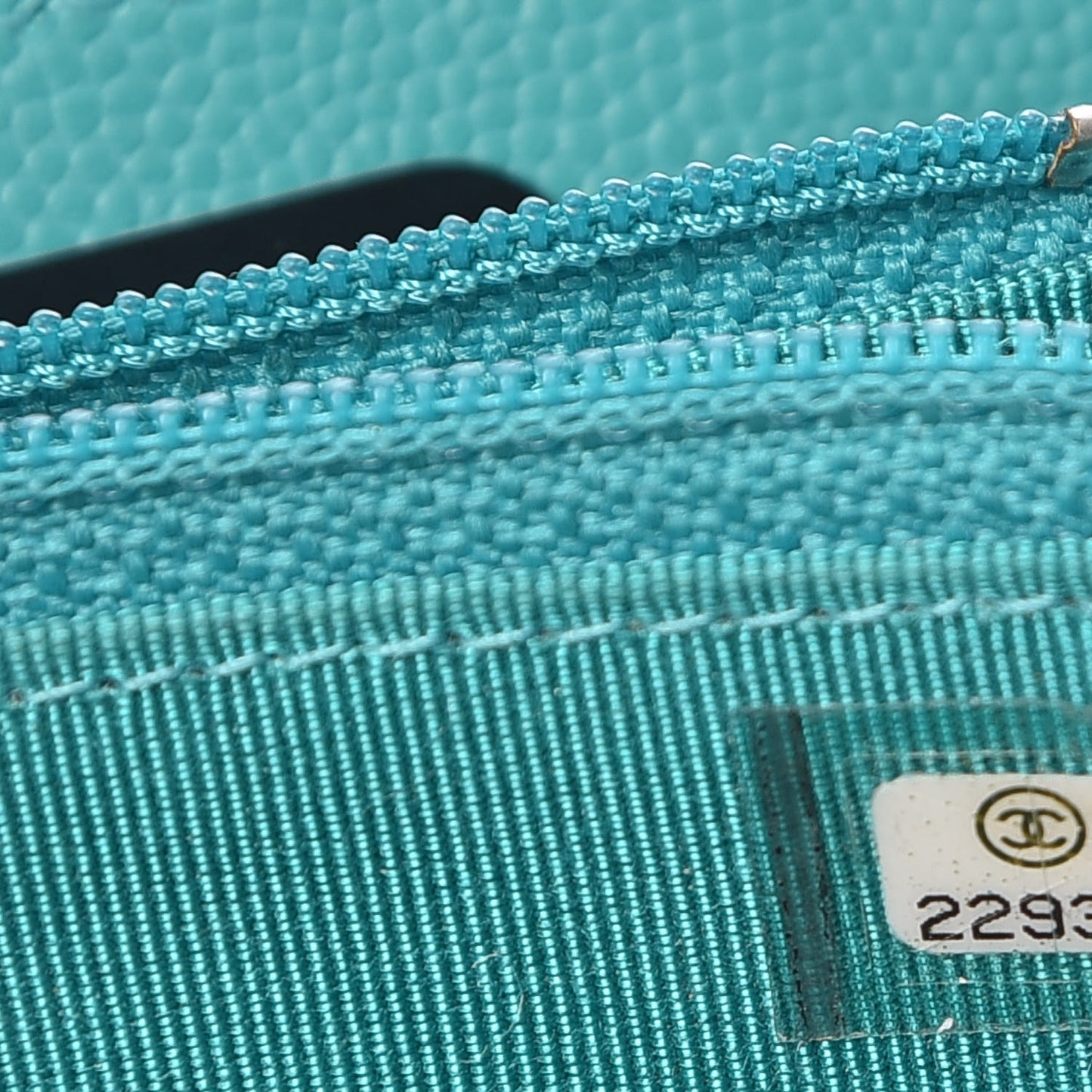 Caviar Quilted Small Zip Around Wallet Turquoise