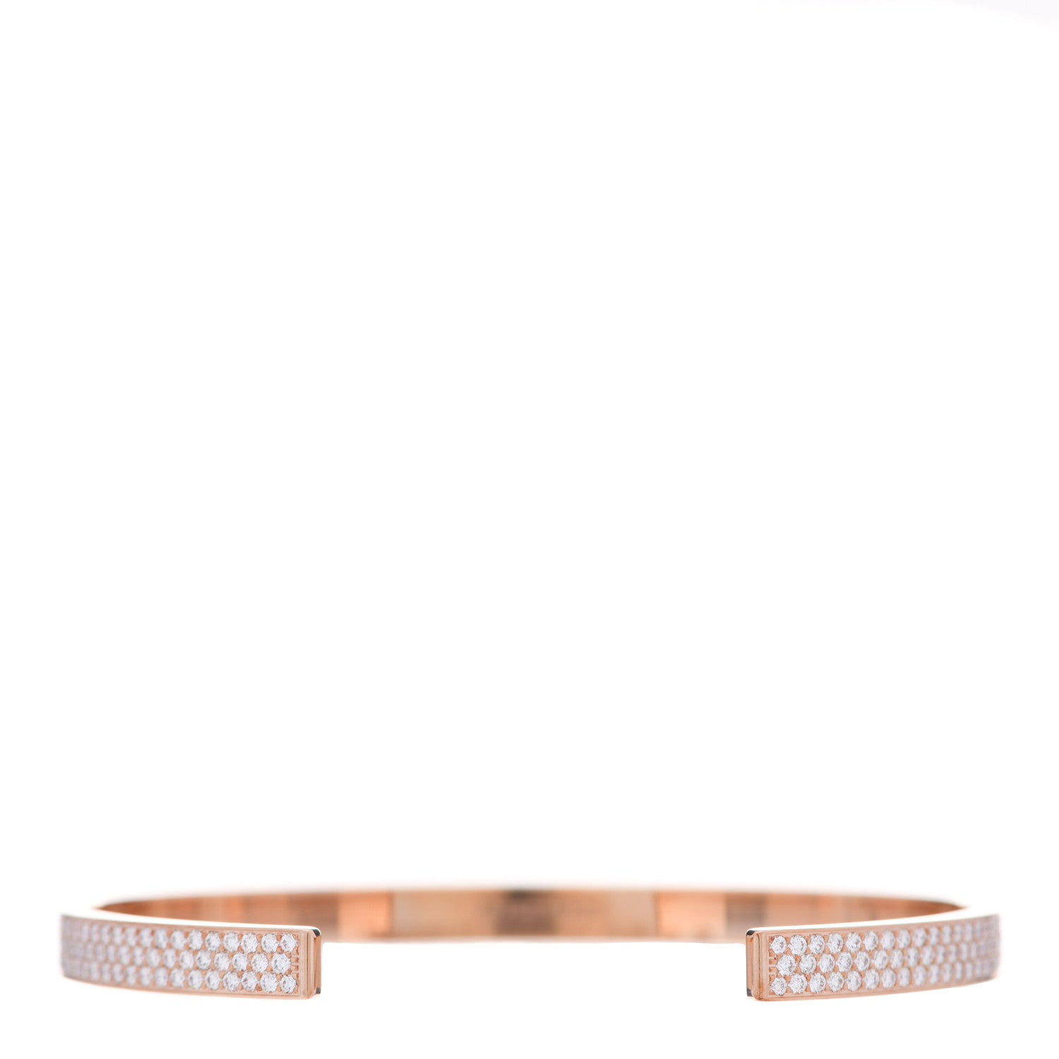 Hermes 18K Rose Gold Diamond Pave Kelly Clochette Cuff Bracelet ST 3 of 5