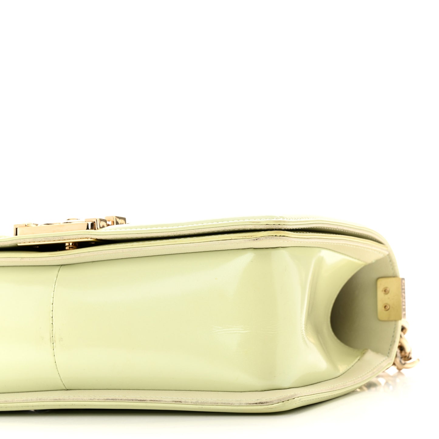 Patent Quilted Medium Boy Flap Light Green