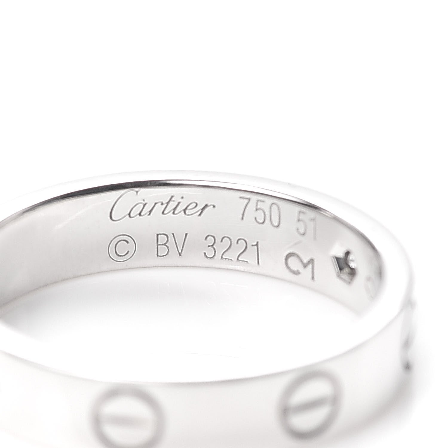 Cartier 18K White Gold Diamond 4mm LOVE Wedding Band Ring 51 5.75 4 of 5