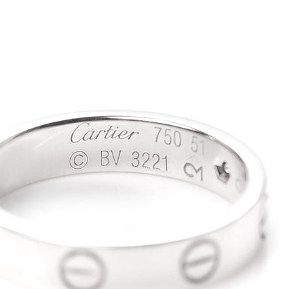 Cartier 18K White Gold Diamond 4mm LOVE Wedding Band Ring 51 5.75 4 of 5