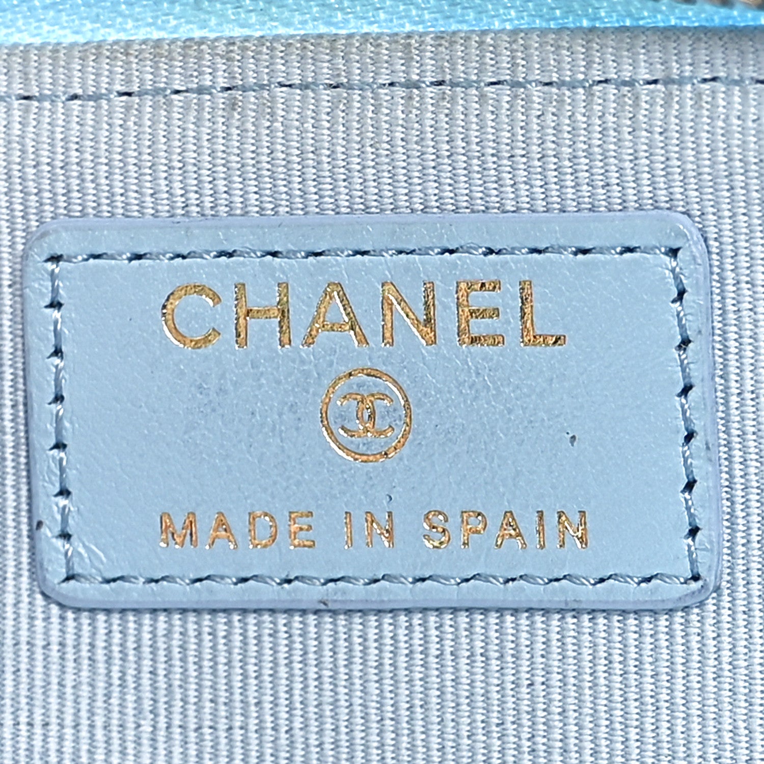 Chanel Caviar Quilted Crystal Zip Card Holder Wallet Light Blue 6 of 10