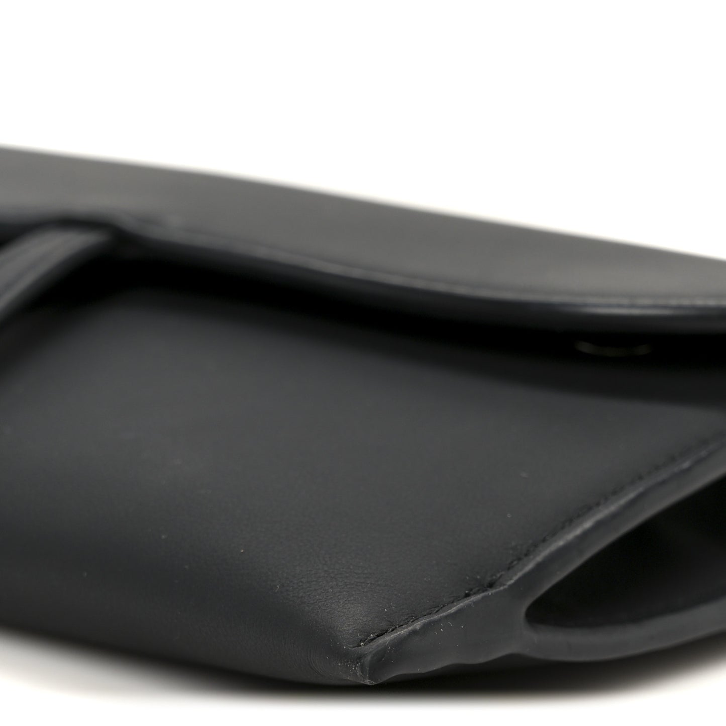 Ultra Matte Calfskin Saddle Chain Wallet Pouch Black
