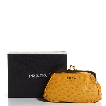 Prada Ostrich Frame Coin Purse Soleil 9 of 9