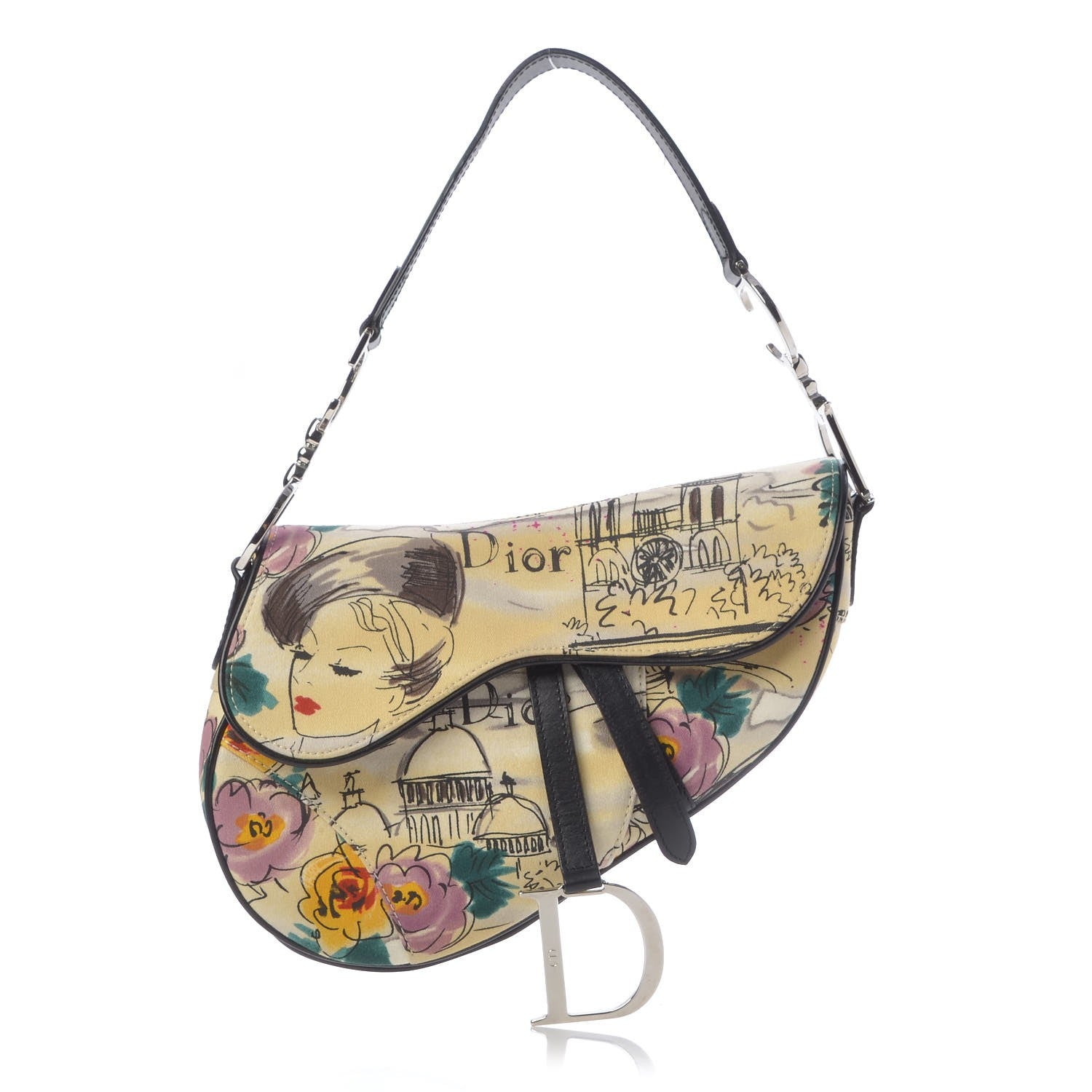 Christian Dior Canvas Paris 50s Saddle Bag Multicolor 1 of 7