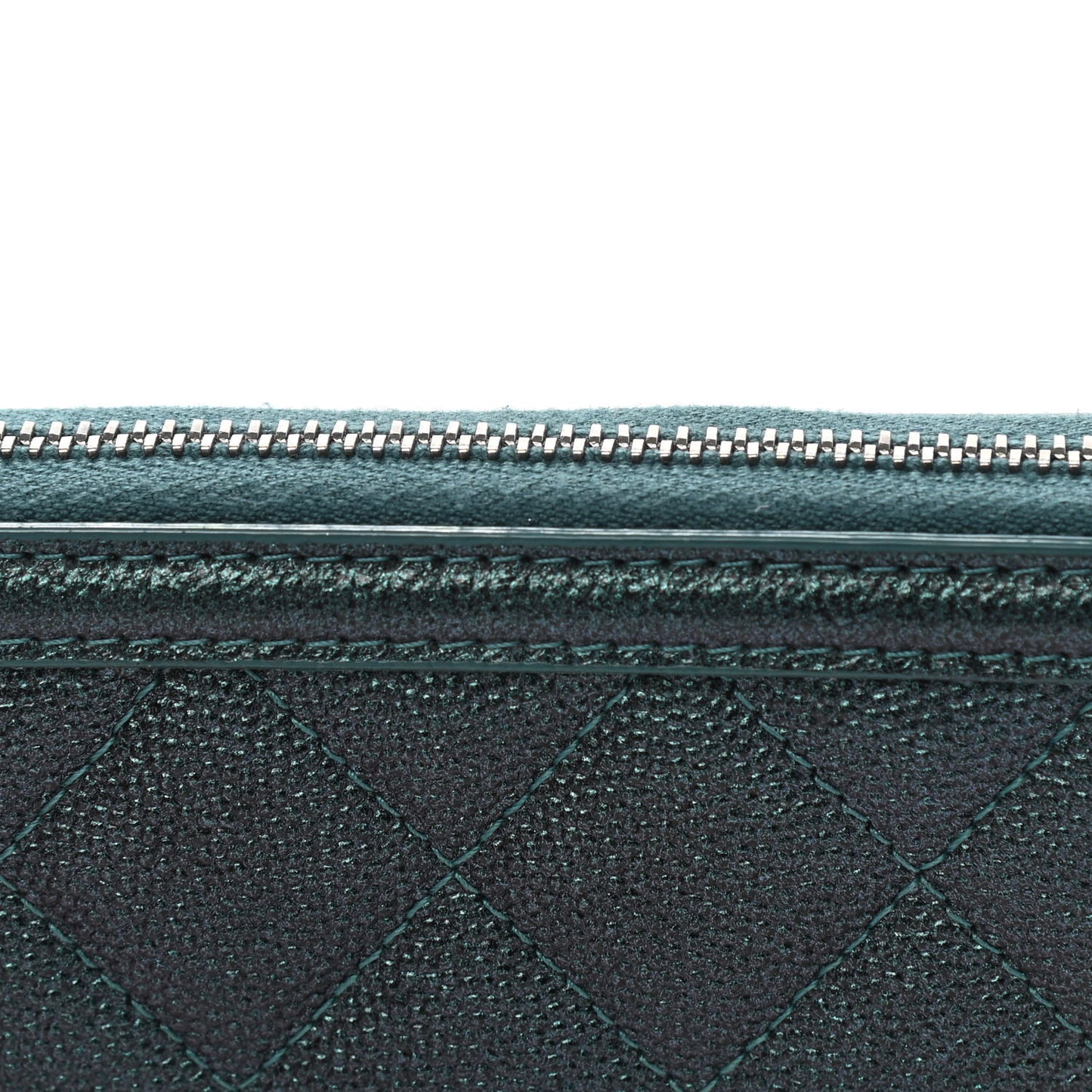 Iridescent Caviar Quilted Medium Filigree Zip Around Wallet Dark Turquoise