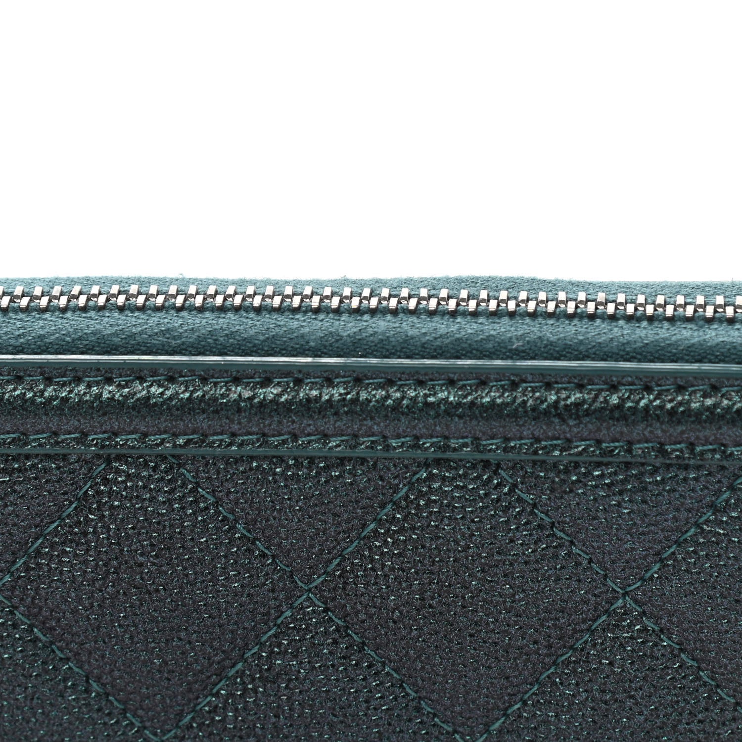 Chanel Iridescent Caviar Quilted Medium Filigree Zip Around Wallet Dark Turquoise 10 of 12