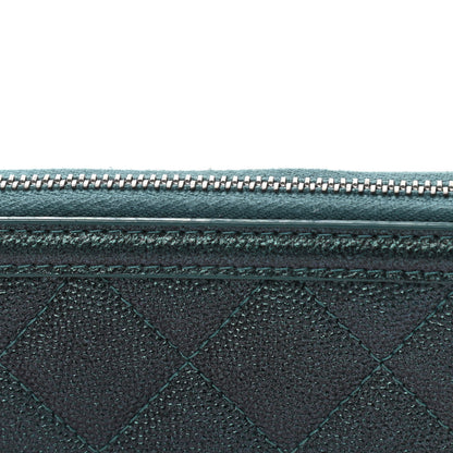 Chanel Iridescent Caviar Quilted Medium Filigree Zip Around Wallet Dark Turquoise 10 of 12