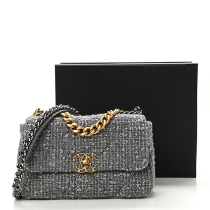 Chanel Tweed Quilted Medium Chanel 19 Flap Grey 11 of 11