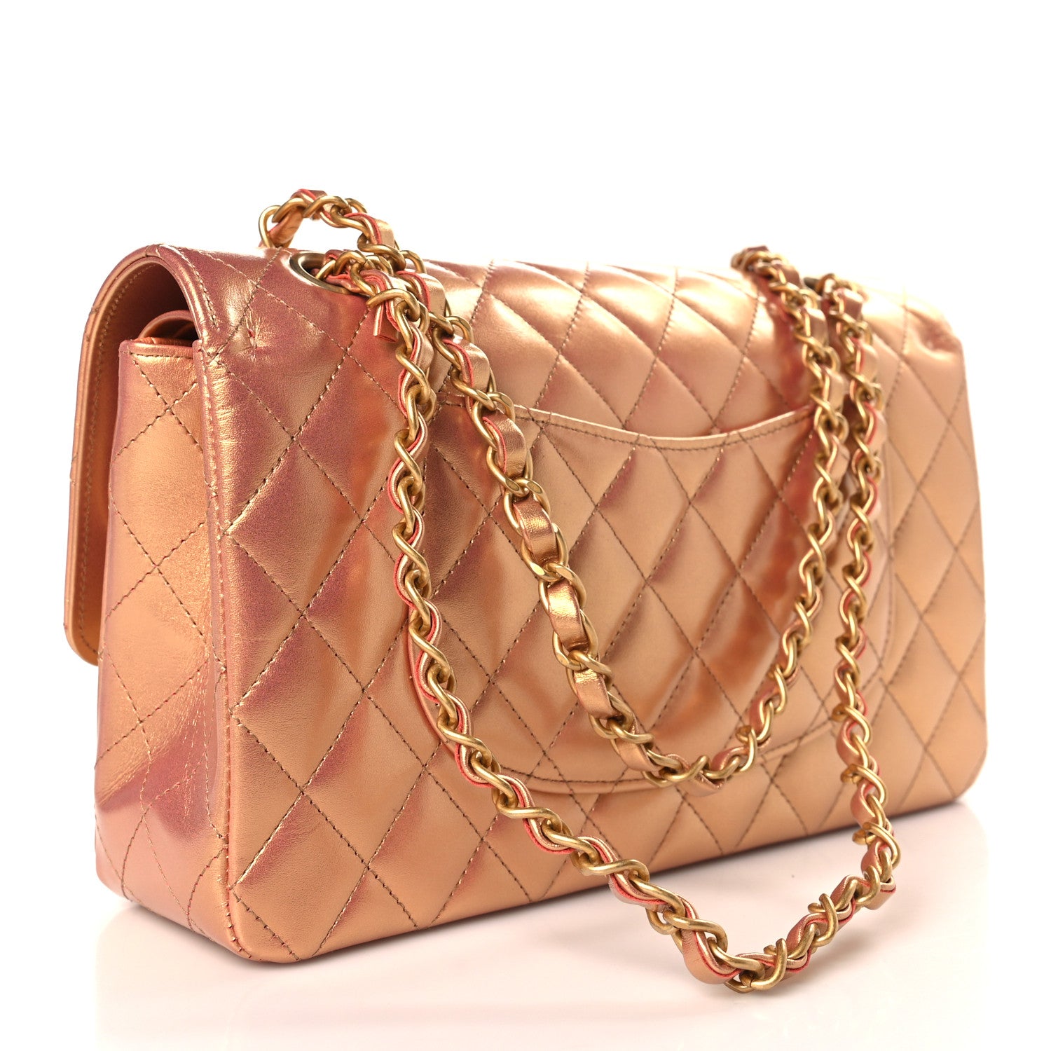 Chanel Metallic Lambskin Quilted Medium Double Flap Golden 3 of 10