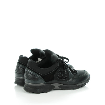Chanel Suede Calfskin CC Sneakers 40 Black 4 of 8