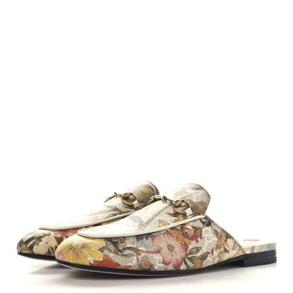 Gucci GG Supreme Monogram Malaga Kid Water Flora Womens Princetown Slippers 39 Beige White Multicolor Mystic White 4 of 10