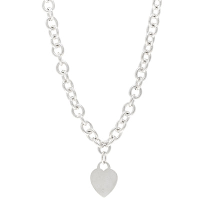 Tiffany Sterling Silver Heart Tag Pendant Necklace 1 of 4