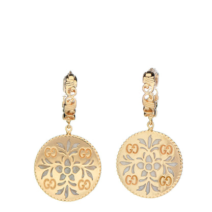 Gucci 18K Yellow Gold Enamel Icon Blooms Drop Earrings 1 of 4