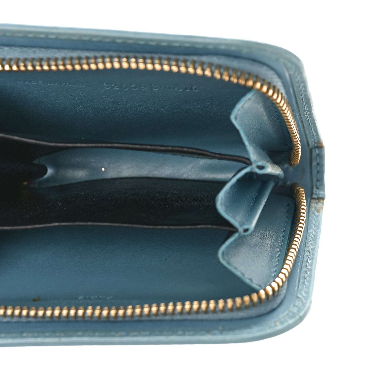 Saint Laurent Grained Calfskin Rive Gauche Compact Zip Around Wallet Blue 5 of 11