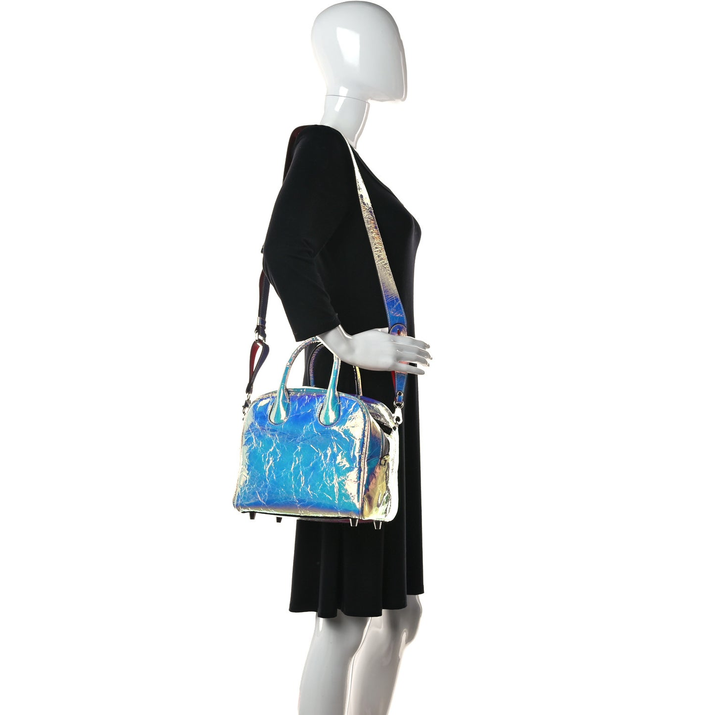 PVC Iridescent Calfskin Small Marie Jane Top Handle Multicolor