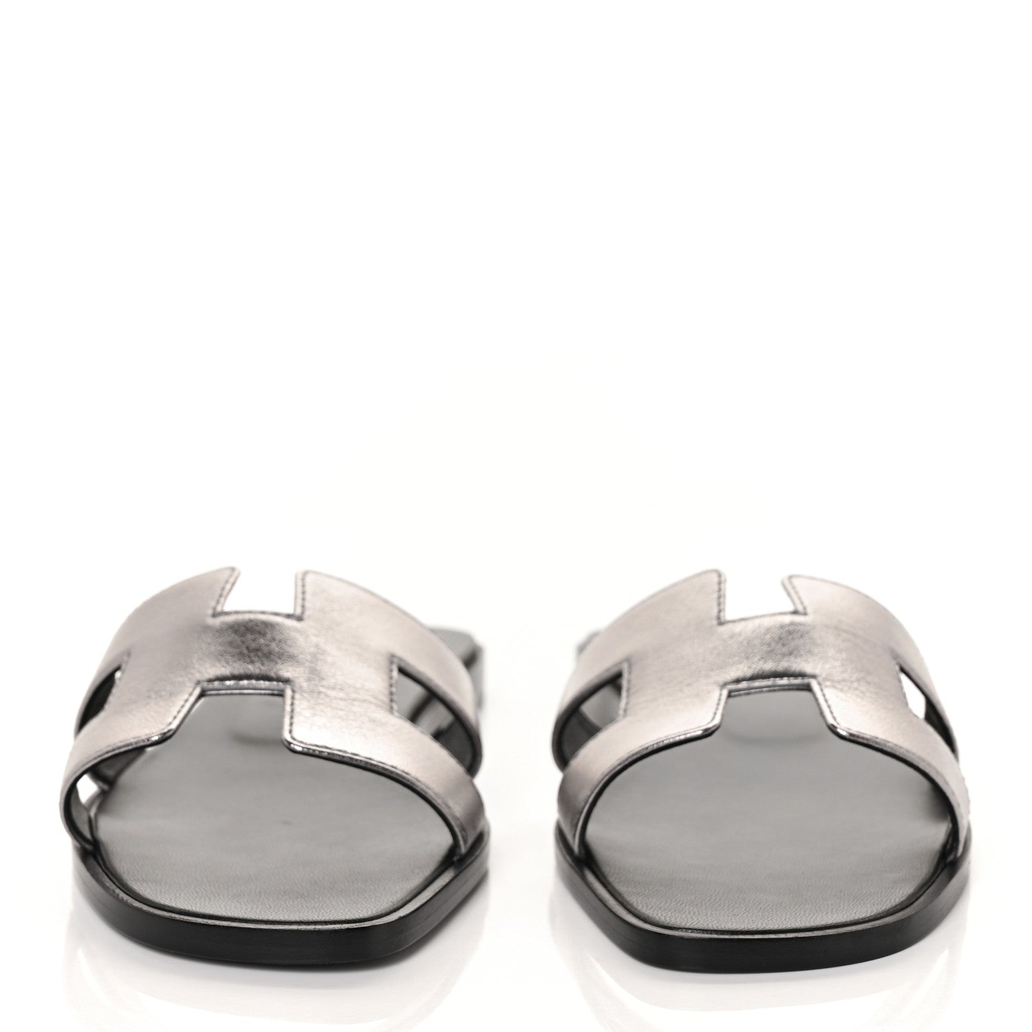 Hermes Metallic Nappa Oran Sandals 37 Argent 2 of 9
