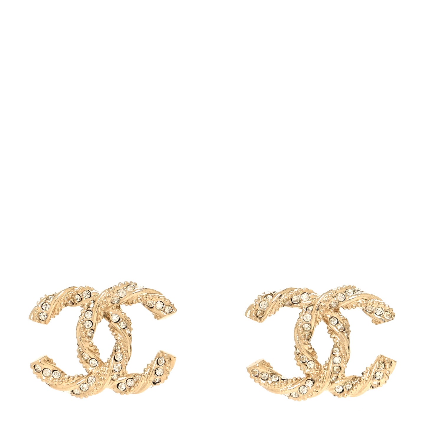 Crystal Twisted CC Earrings Gold