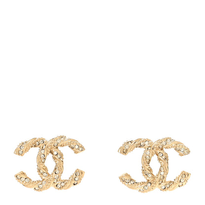 Chanel Crystal Twisted CC Earrings Gold 1 of 5