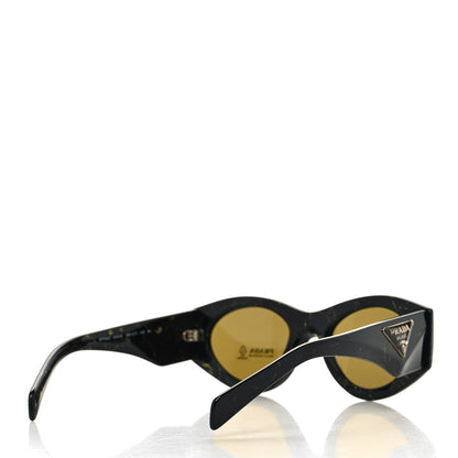 Prada Acetate Oval Symbole Sunglasses SPR 20Z Black Green Marble 4 of 7