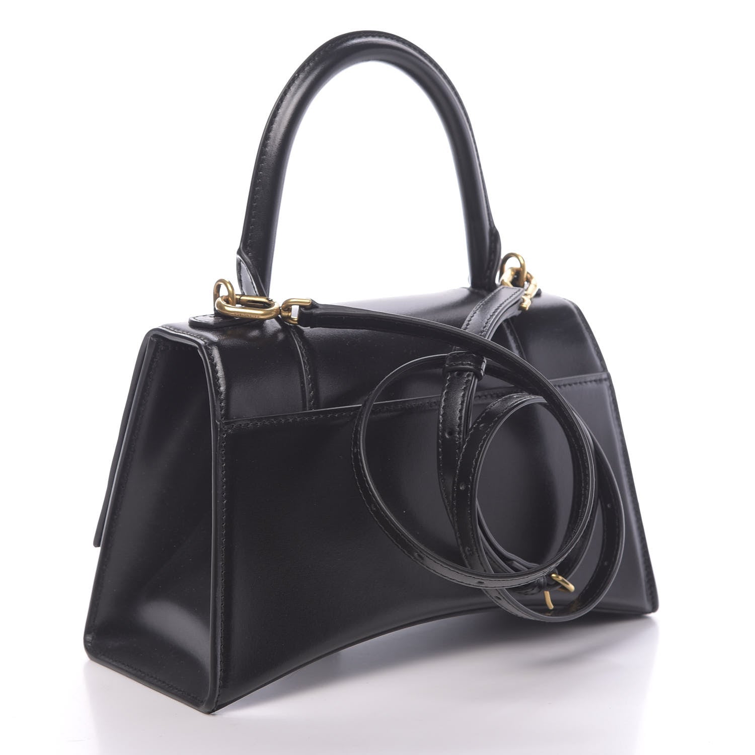 Balenciaga Shiny Box Calfskin Small Hourglass Top Handle Bag Black 3 of 9