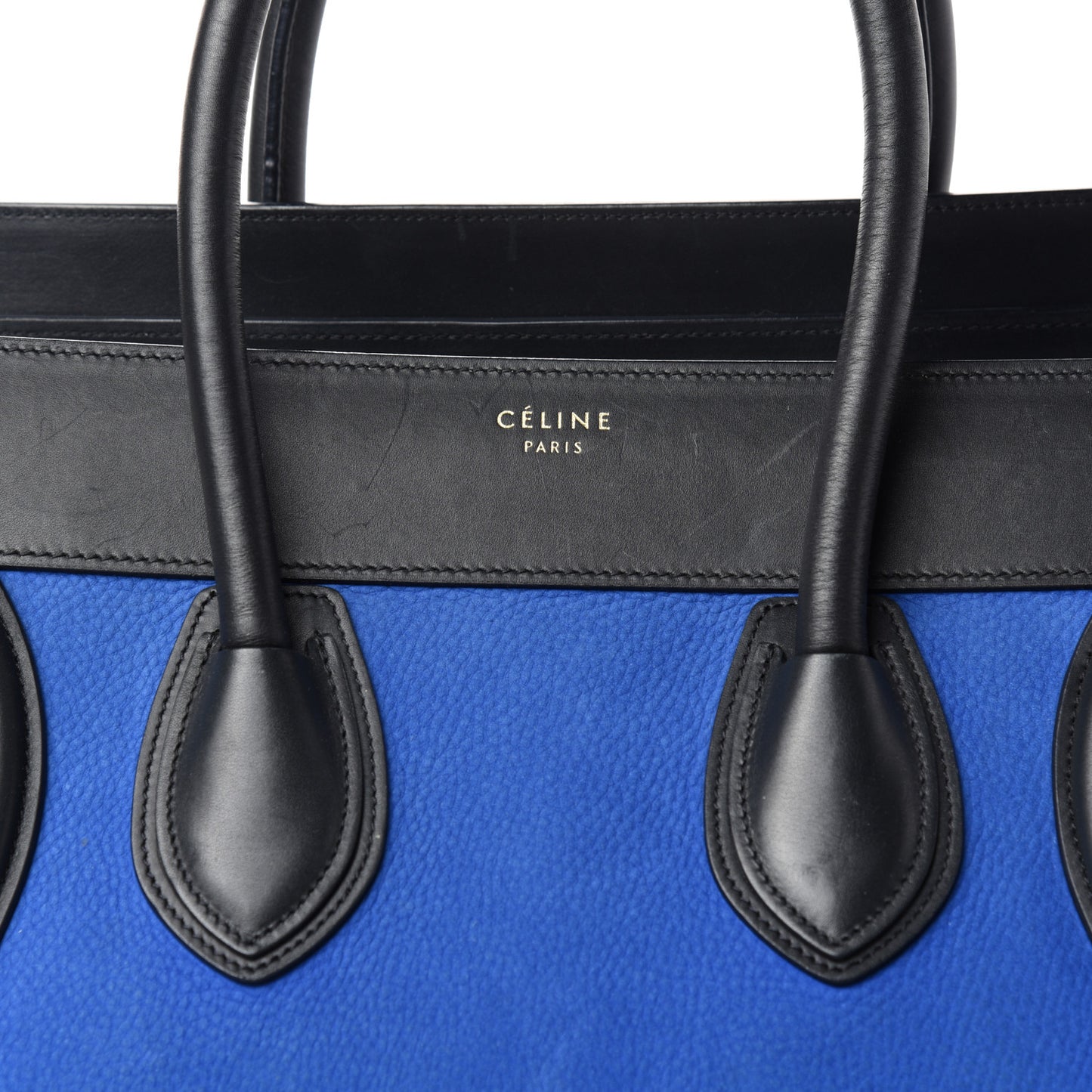 Nubuck Smooth Calfskin Mini Tri-Color Luggage Bright Blue
