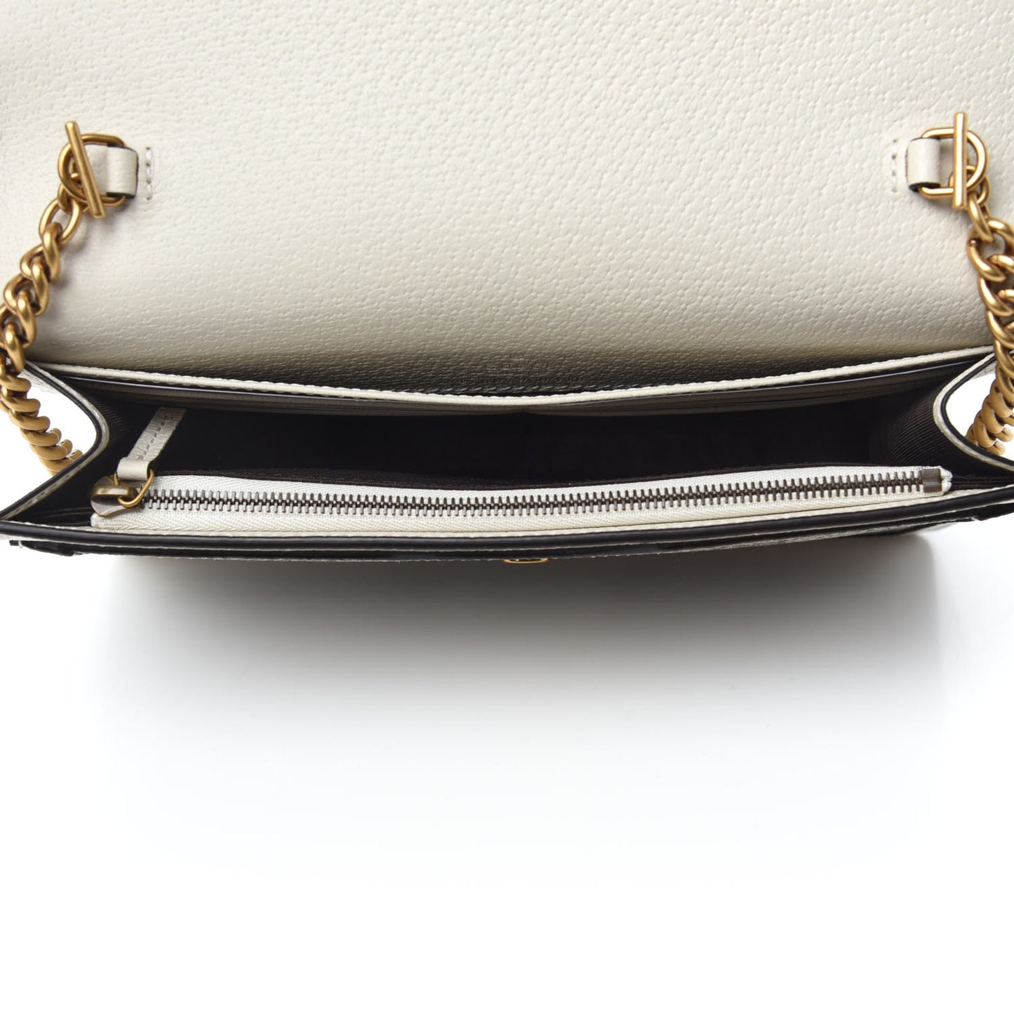 GG Supreme Monogram Web Queen Margaret Chain Wallet White