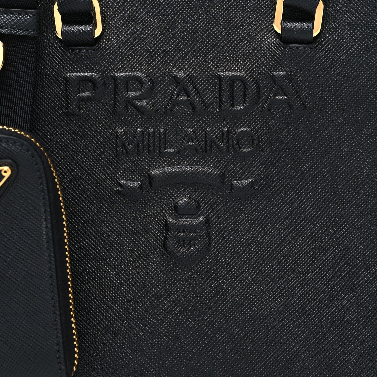 Saffiano Lux Embossed Logo Mini Shoulder Bag Black