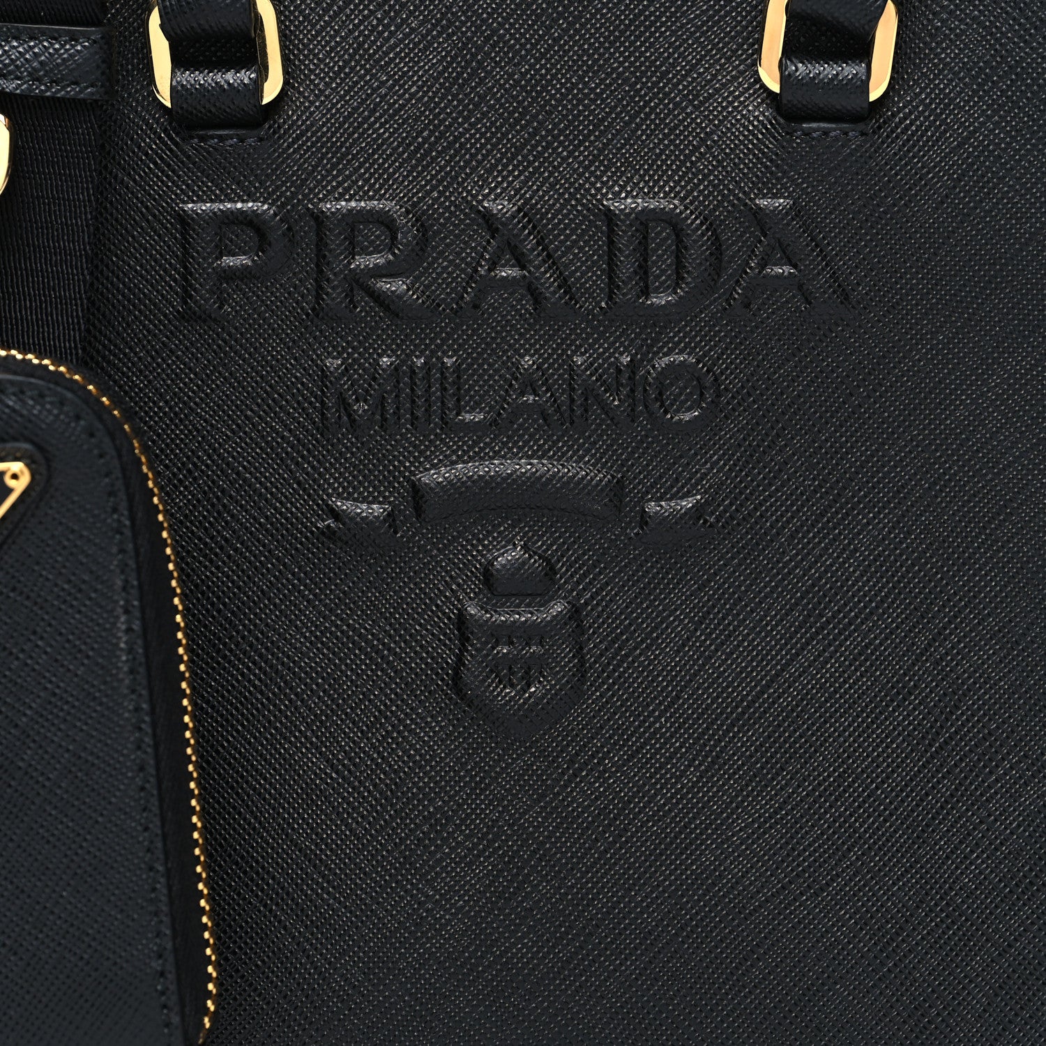 Prada Saffiano Lux Embossed Logo Mini Shoulder Bag Black 8 of 11