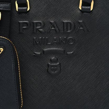 Prada Saffiano Lux Embossed Logo Mini Shoulder Bag Black 8 of 11