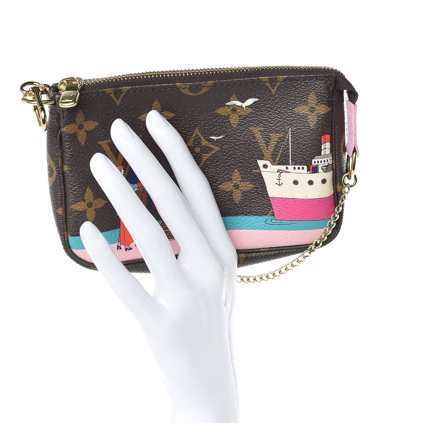 Monogram 2016 Christmas Animation Mini Pochette Accessories Rose Ballerine