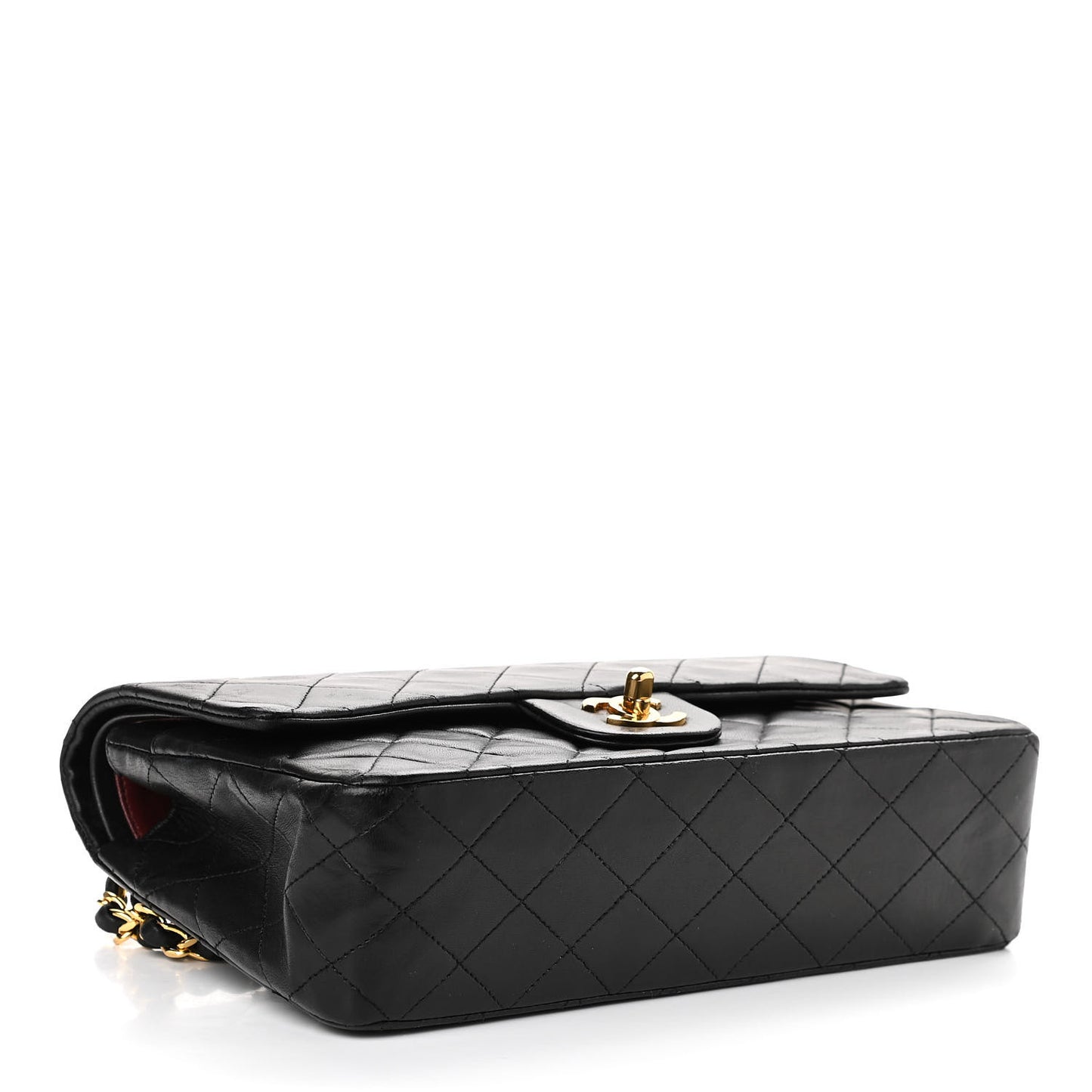 Lambskin Quilted Medium Double Flap Black