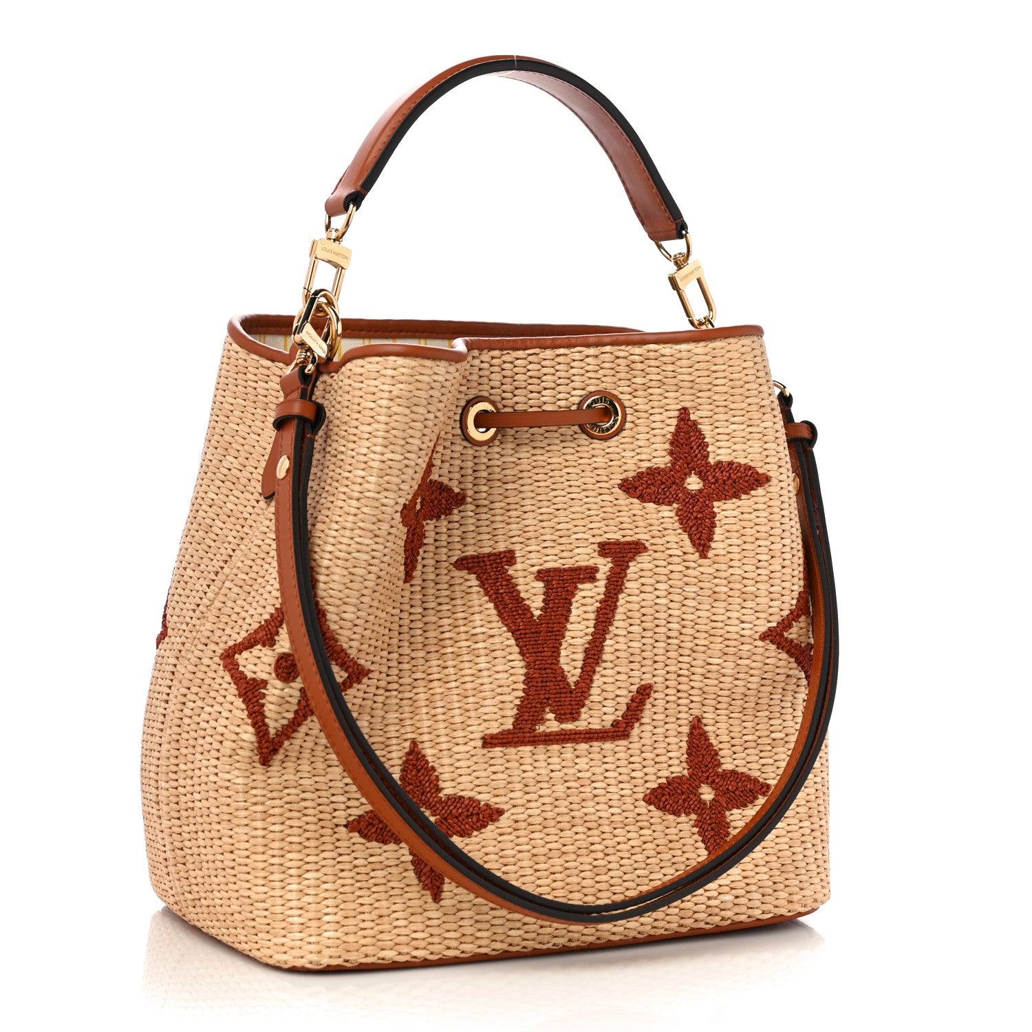 Louis Vuitton Raffia Calfskin Monogram Neonoe MM Tan 3 of 9