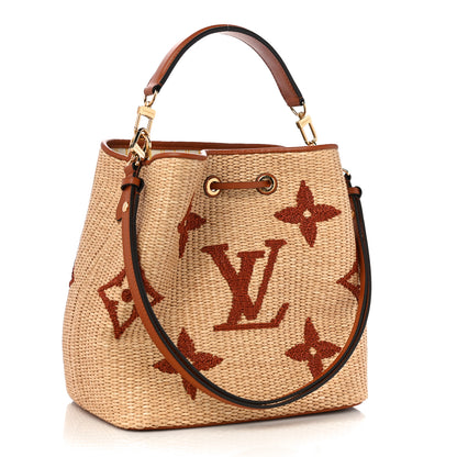 Louis Vuitton Raffia Calfskin Monogram Neonoe MM Tan 3 of 9