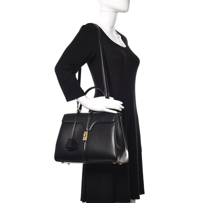 Celine Satinated Calfskin Medium 16 Top Handle Bag Black 2 of 14