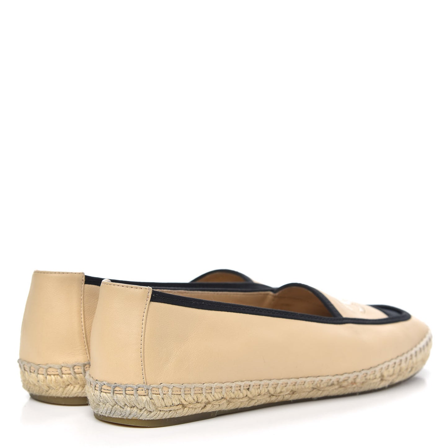 Lambskin Grosgrain CC Espadrilles 38 Beige Black