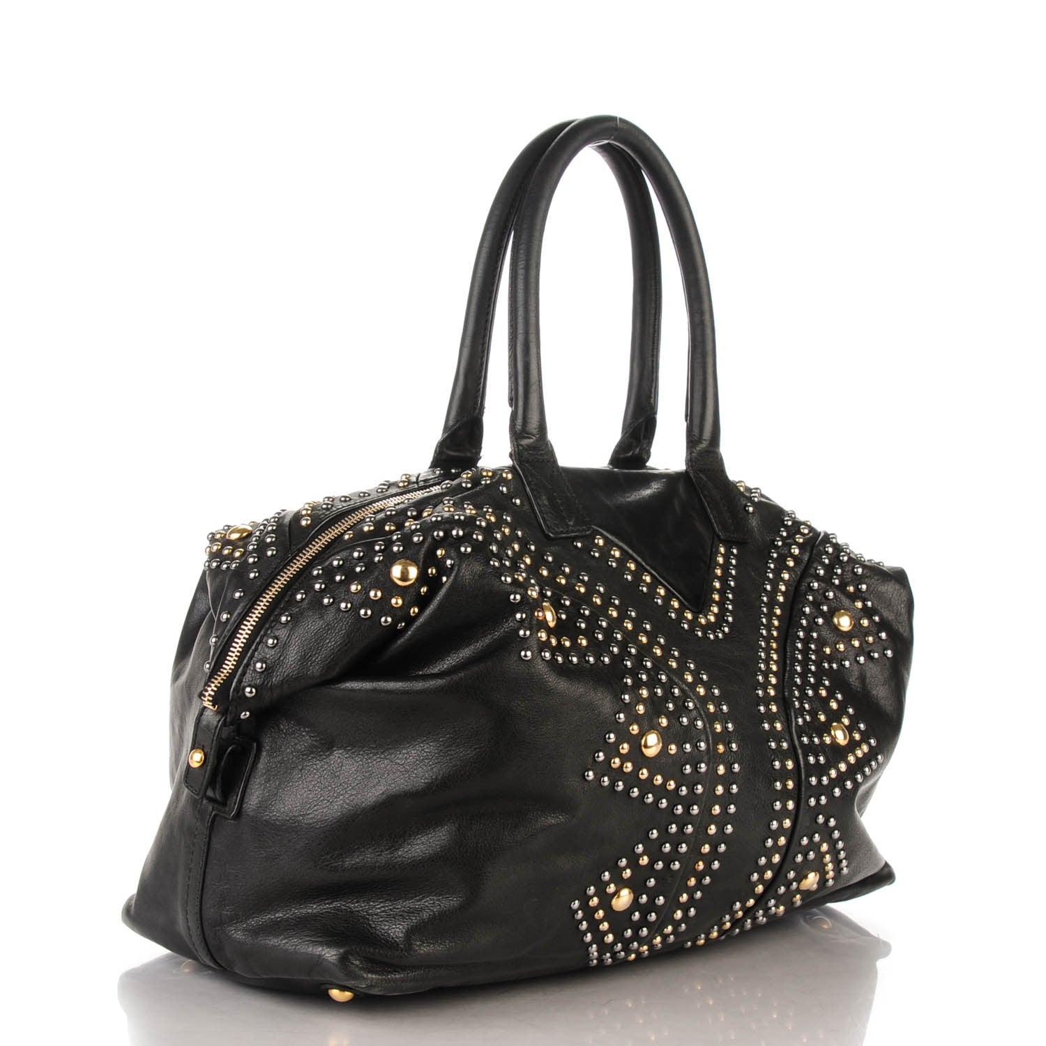 Saint Laurent Calfskin Studded Sac Y Rock Black 3 of 12