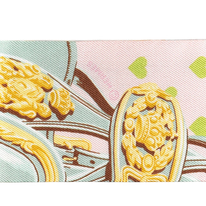 Hermes Silk Brides de Gala Love Twilly Parme Vert D Eau Vieux Rose 3 of 4