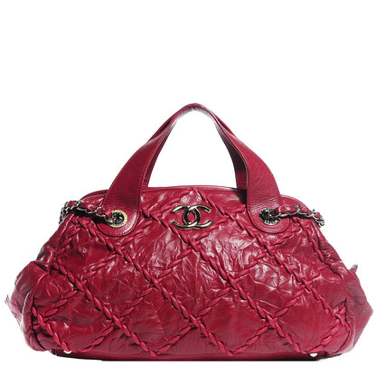 Chanel Calfskin Ultra Stitch Bowler Red 1 of 7