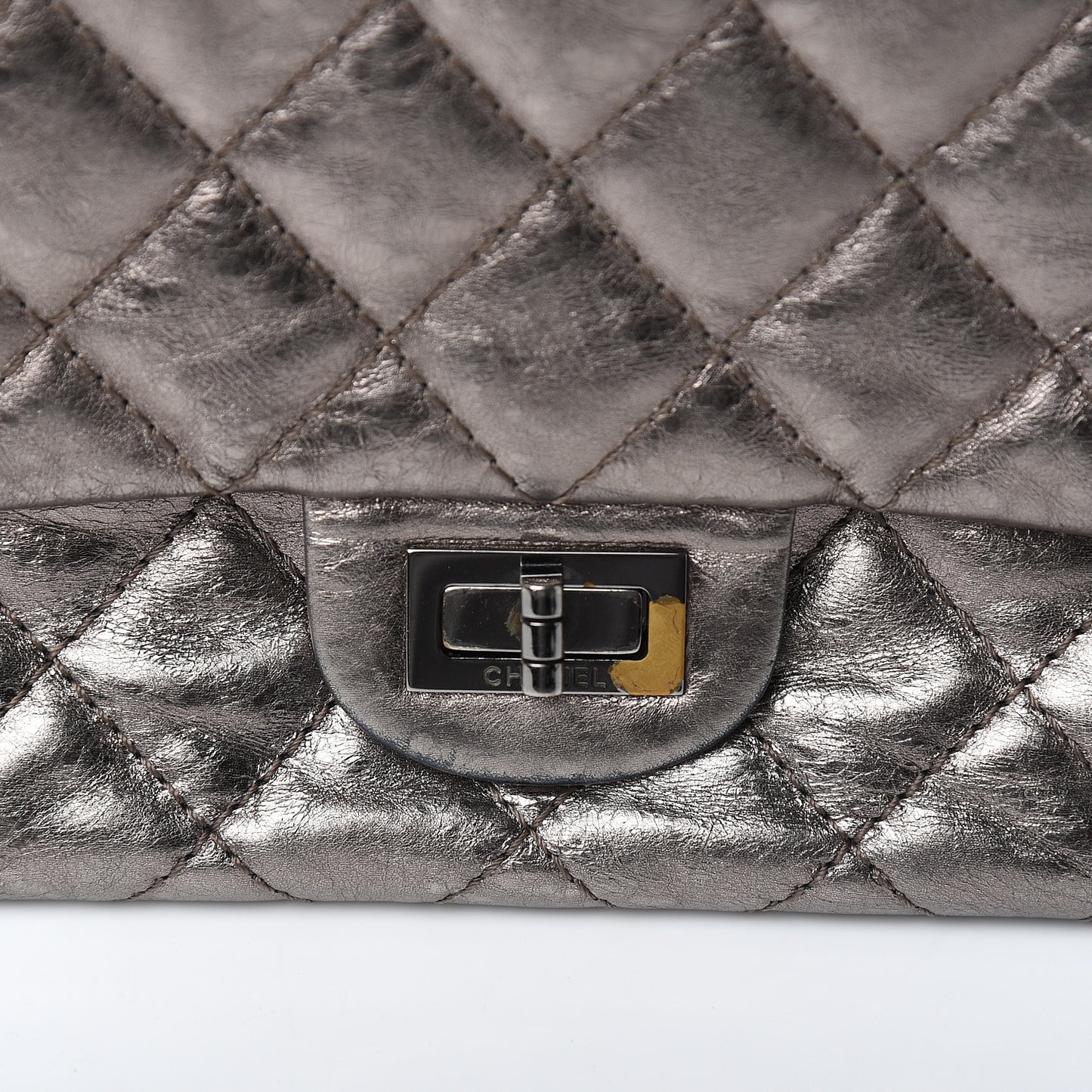 Metallic Aged Calfskin Quilted 2.55 Reissue 226 Flap Dark Silver