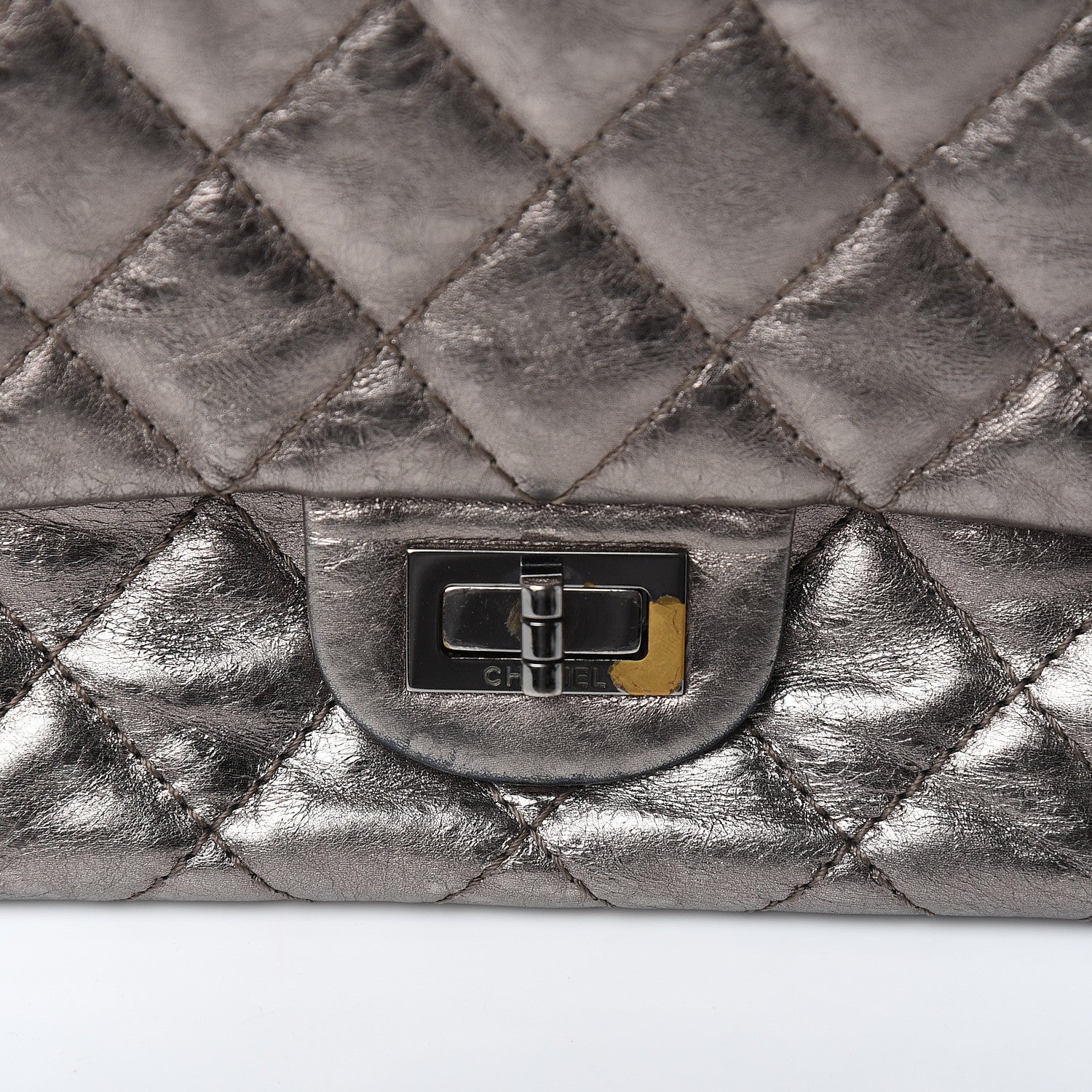Chanel Metallic Aged Calfskin Quilted 2.55 Reissue 226 Flap Dark Silver 7 of 11