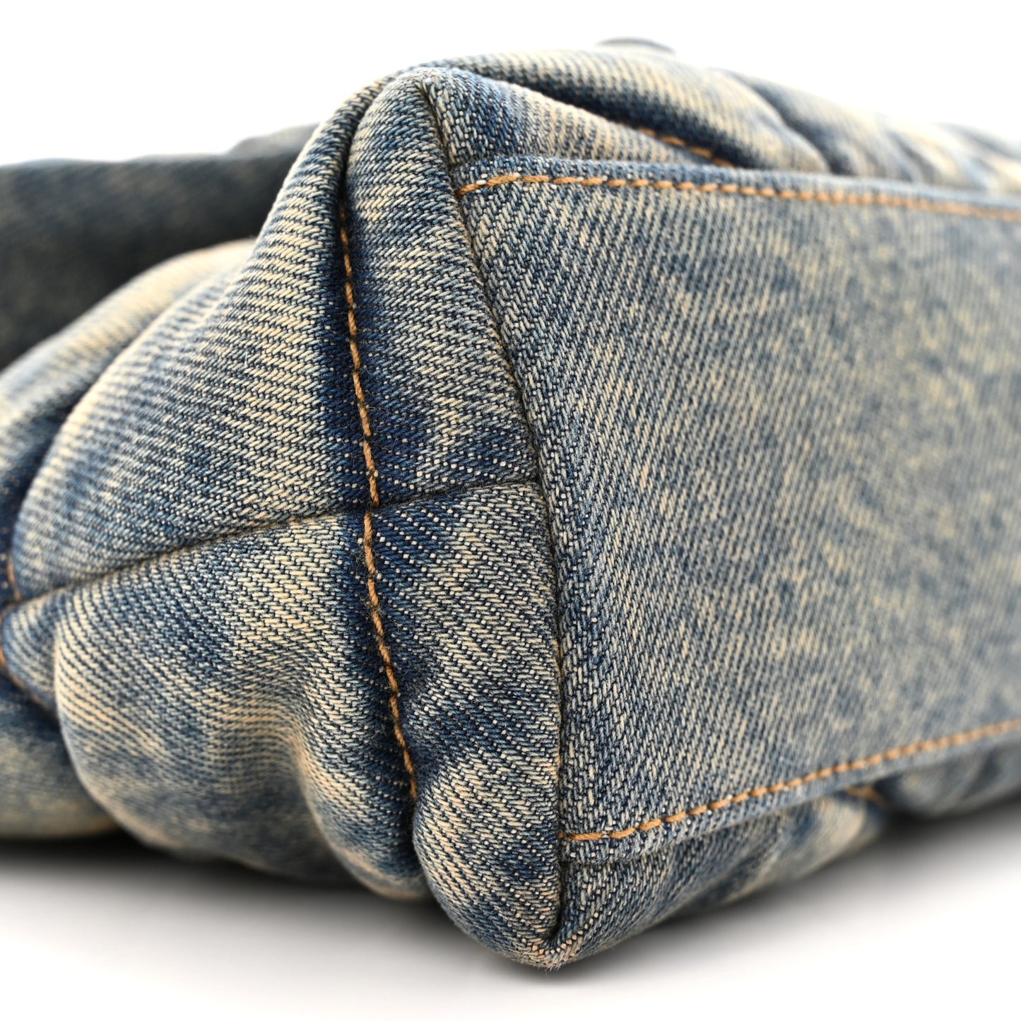 Denim Quilted Toy Loulou Puffer Monogram Chain Satchel Blue Cinnamon