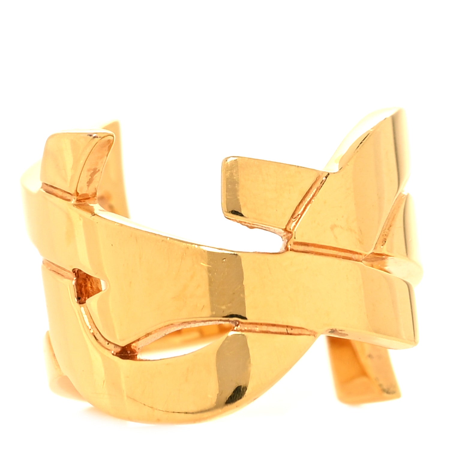 Saint Laurent Brass Monogram Cassandre Ring 54 7 Gold 1 of 4