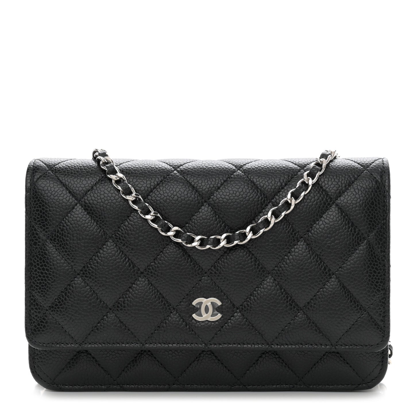 Caviar Quilted Wallet on Chain WOC Black