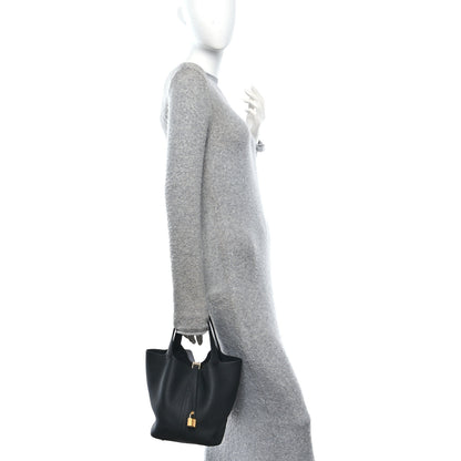 Hermes Taurillon Clemence Picotin Lock 22 MM Black 2 of 10