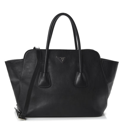 Prada Soft Calfskin Studded East West Tote Black 1 of 12